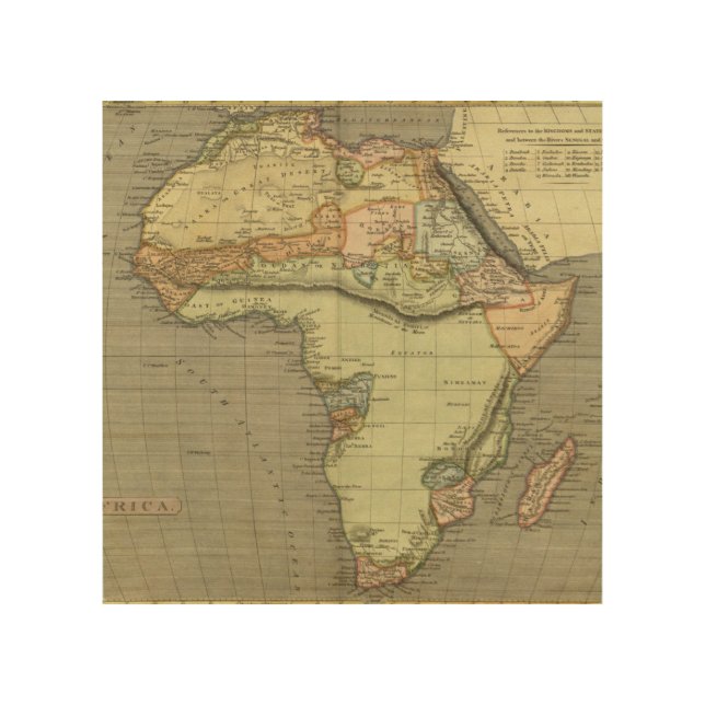 Map of the ancient continent of Africa Wood Wall Art (Front)