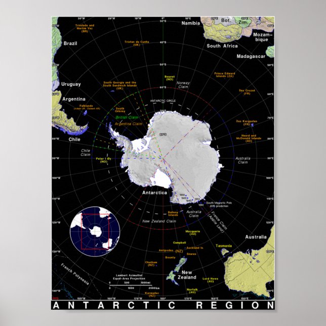 Map of the Antarctic Poster (Front)