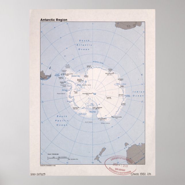 Map of the Antarctic Region (1982) Poster (Front)