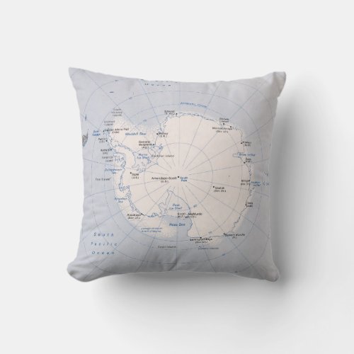 Map of the Antarctic Region 1982 Throw Pillow