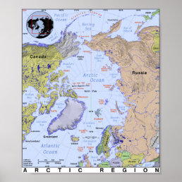Map of The Arctic Oceran Poster