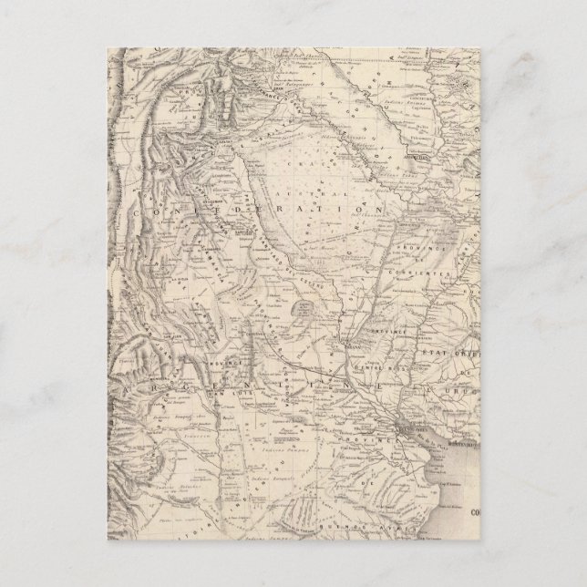 Map of the Argentine Confederation Postcard (Front)