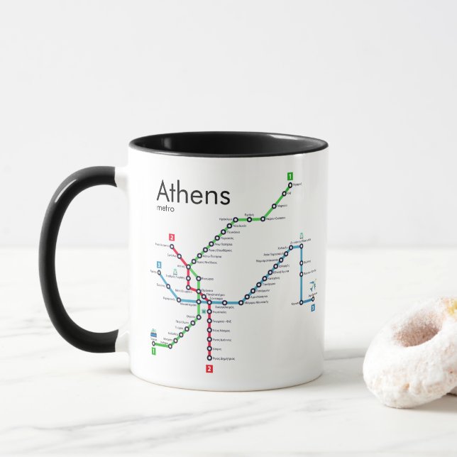Map of the Athens Metro Mug (With Donut)