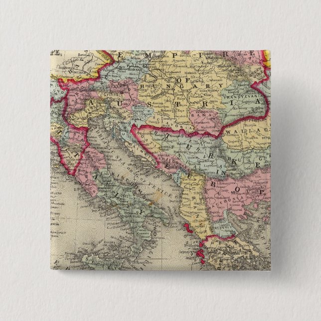 Map Of The Austrian Empire Pinback Button (Front)