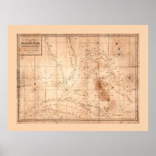 Map of the Bahama Banks and Islands 1817 Poster