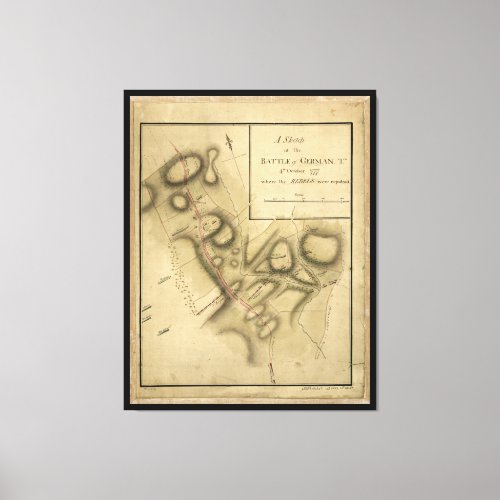 Map of the Battle of Germantown Oct 4th 1777 Canvas Print