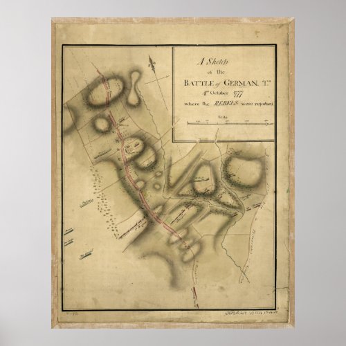 Map of the Battle of Germantown Oct 4th 1777 Poster
