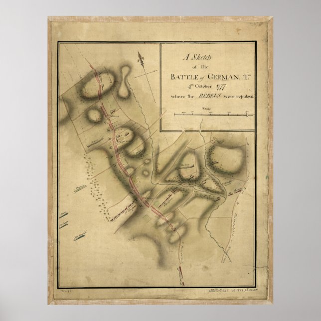 Map of the Battle of Germantown (Oct. 4th 1777) Poster (Front)
