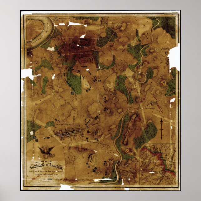 Map of the Battlefield of Antietam Sept. 17, 1862 Poster (Front)