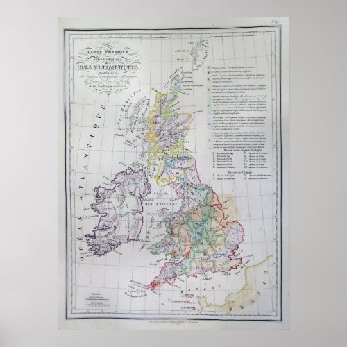 Map of the British Isles England Wales Scotland Poster