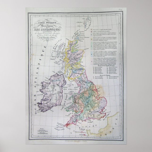 Map of the British Isles, England, Wales, Scotland Poster (Front)