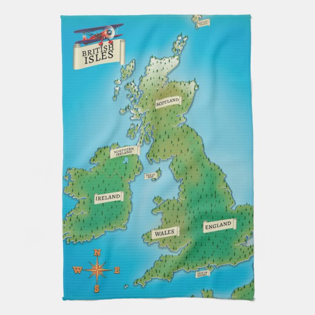 Map of the British Isles Kitchen Towel (Vertical)