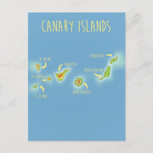 Map of the Canary islands Postcard