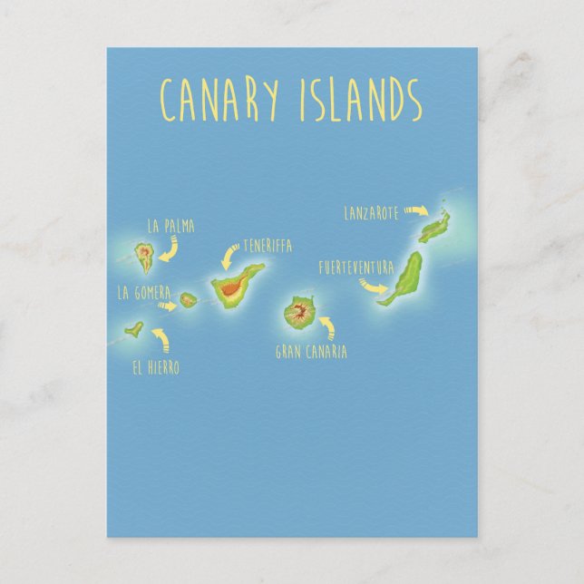 Map of the Canary islands Postcard (Front)
