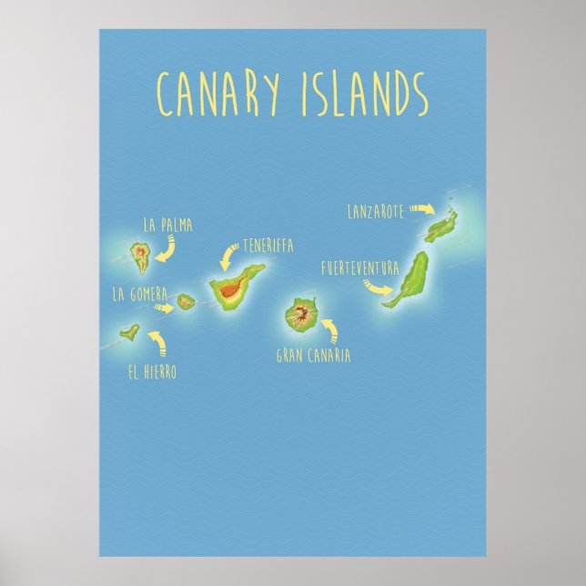 Map of the Canary islands Poster (Front)