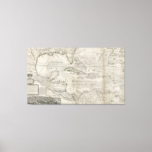 Map of the Caribbean  1715 Canvas Print