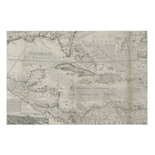 Map of the Caribbean   1715 Faux Canvas Print