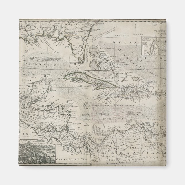 Map of the Caribbean | 1715 Magnet (Front)