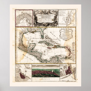 Map of the Caribbean, 1781 Poster