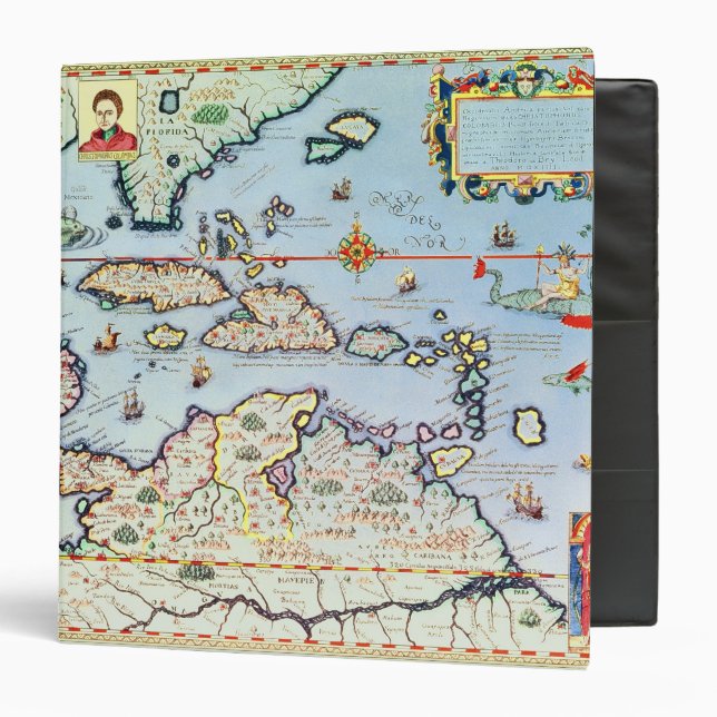 Map of the Caribbean islands 3 Ring Binder (Front/Inside)