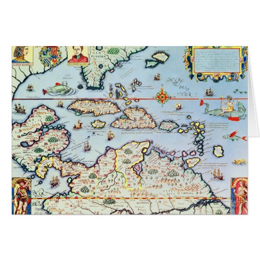 Map of the Caribbean islands Cards (Front Horizontal)