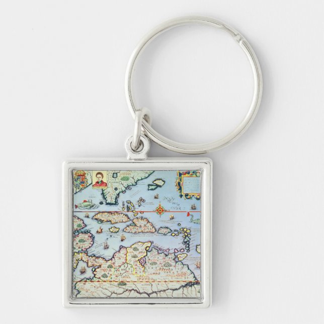 Map of the Caribbean islands Keychain (Front)