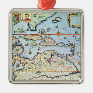 Map of the Caribbean islands Metal Ornament
