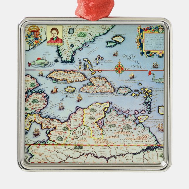 Map of the Caribbean islands Metal Ornament (Front)