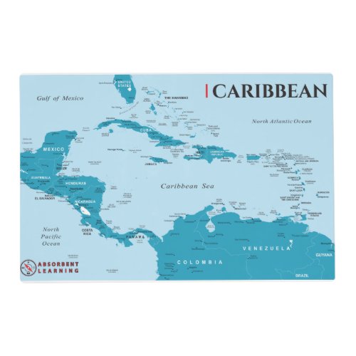Map of the Caribbean Placemat
