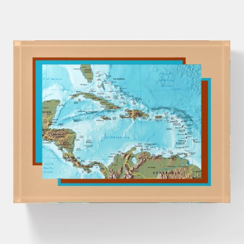 Map of the Caribbean Sea and Islands Paperweight