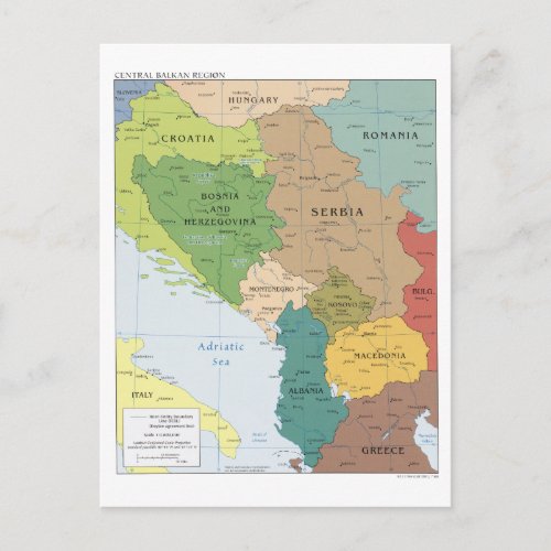 Map of the Central Balkan Region Postcard