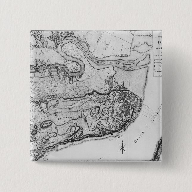 Map of the city and environs of Quebec Pinback Button (Front)