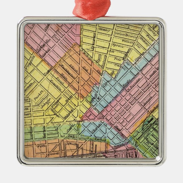 Map of The City of Buffalo Metal Ornament (Front)