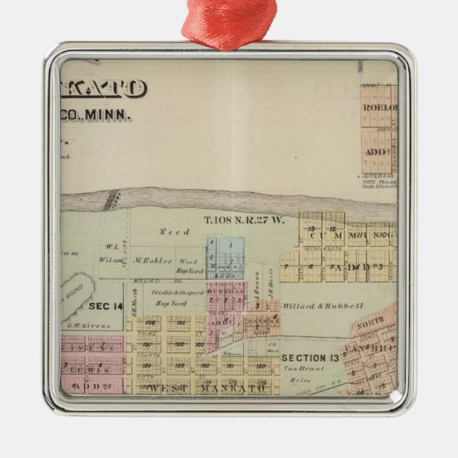 Map of the City of Mankato, Minnesota Metal Ornament (Front)