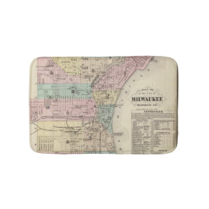 Map of the City of Milwaukee, Milwaukee Co Bathroom Mat