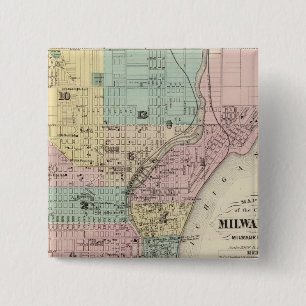 Map of the City of Milwaukee, Milwaukee Co Button