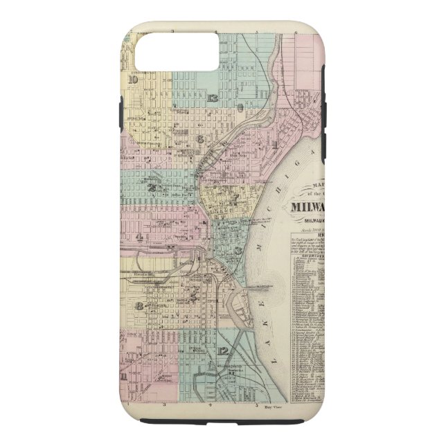 Map of the City of Milwaukee, Milwaukee Co Case-Mate iPhone Case (Back)
