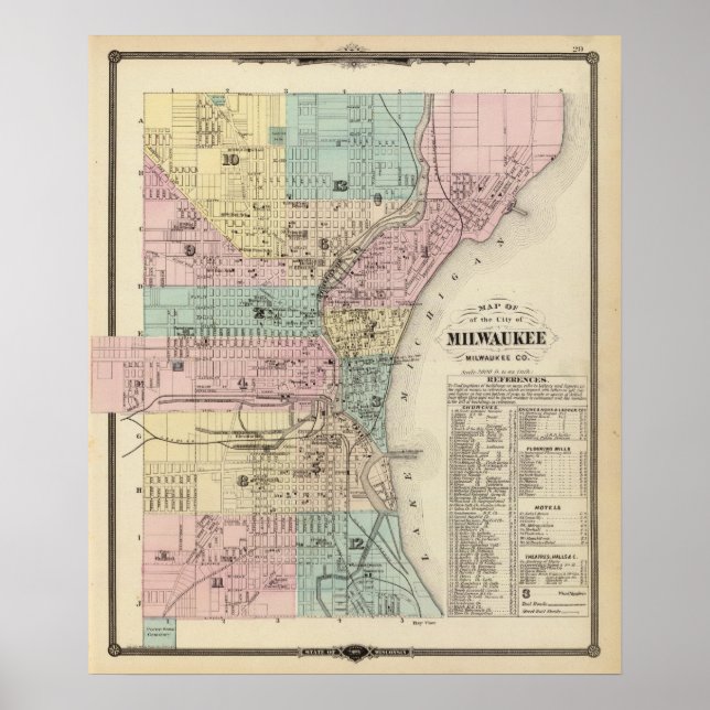 Map of the City of Milwaukee, Milwaukee Co Poster (Front)