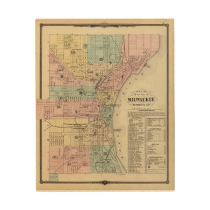 Map of the City of Milwaukee, Milwaukee Co Wood Wall Art