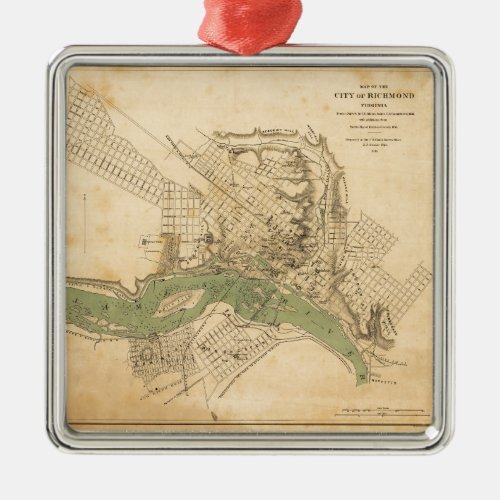 Map of the city of Richmond Virginia 1858_1864 Metal Ornament