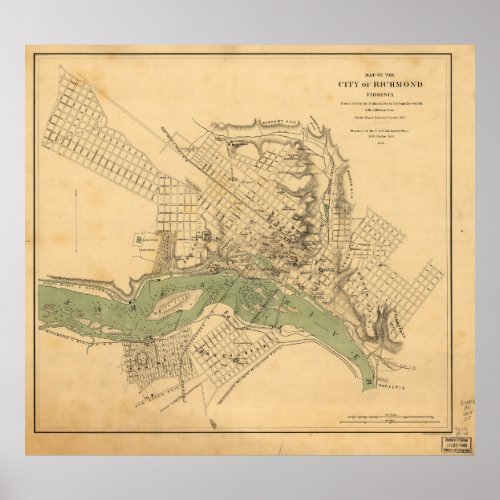 Map of the city of Richmond Virginia 1858_1864 Poster