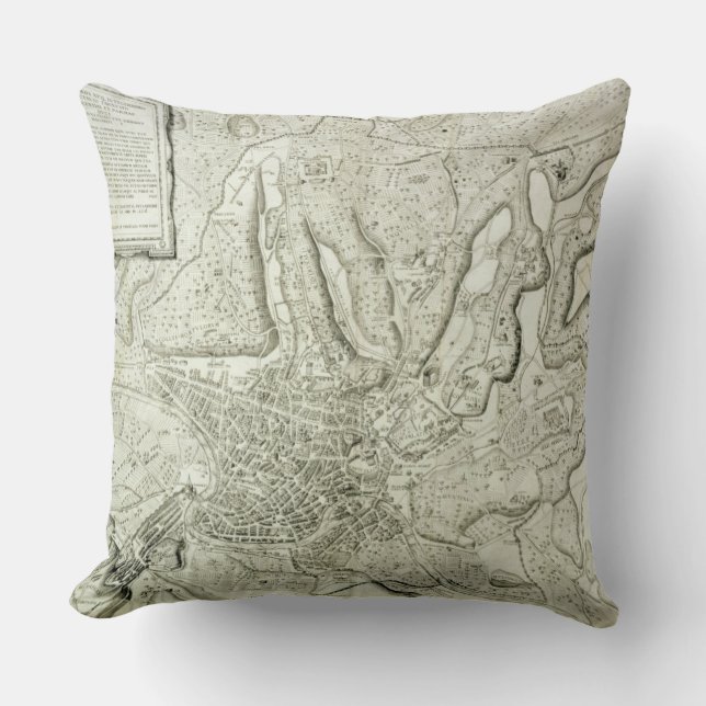 Map of the city of Rome, engraved by the artist, 1 Throw Pillow (Front)