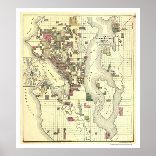 Map of the City of Seattle 1890 Poster