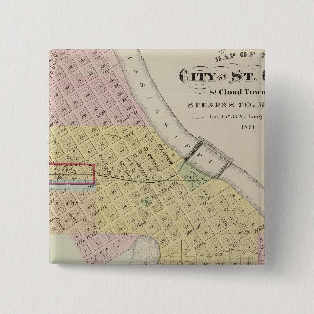 Map of the City of St. Cloud, Minnesota Button (Front)