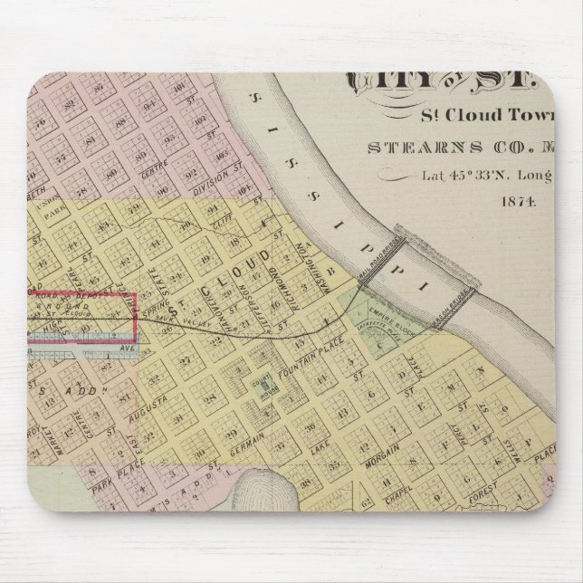 Map of the City of St. Cloud, Minnesota Mouse Pad (Front)