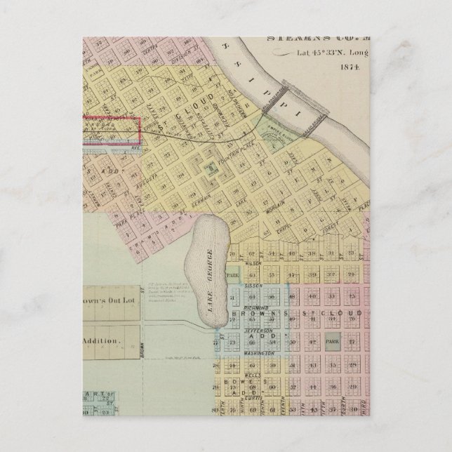 Map of the City of St. Cloud, Minnesota Postcard (Front)