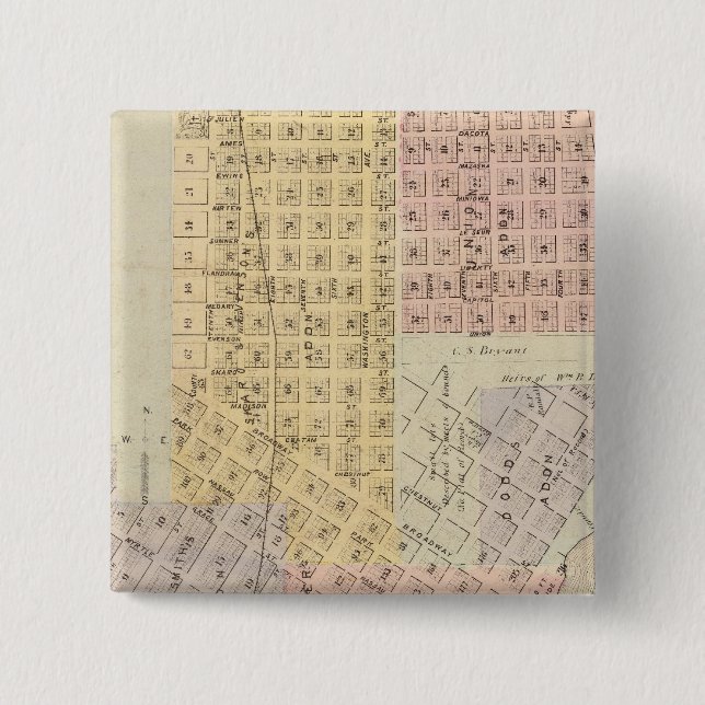 Map of the City of St. Peter, Minnesota Pinback Button (Front)