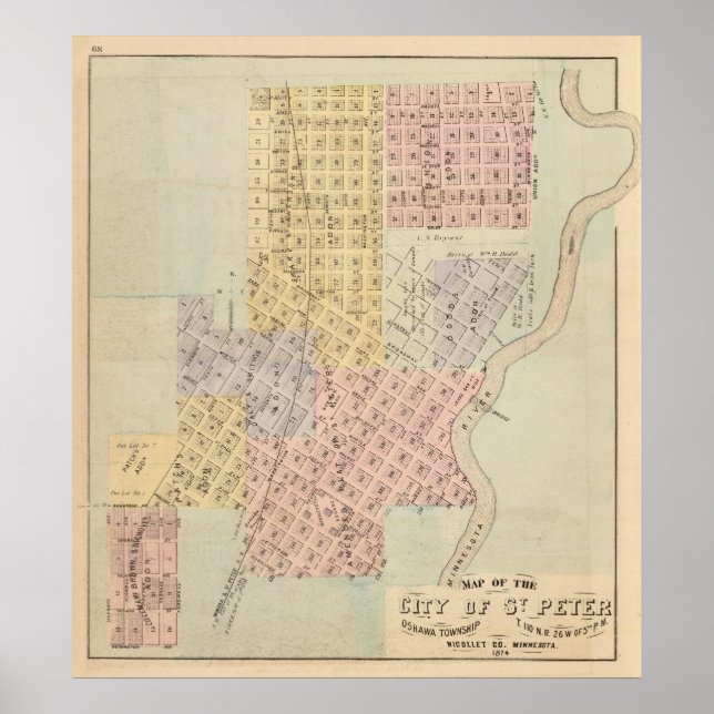 Map of the City of St. Peter, Minnesota Poster (Front)