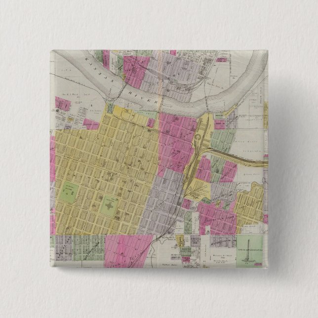 Map of the City of Topeka Pinback Button (Front)
