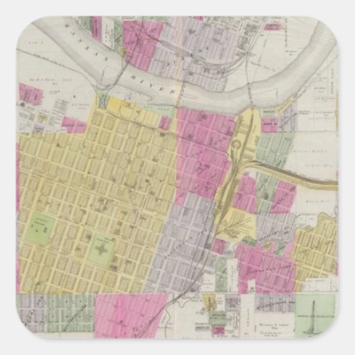 Map of the City of Topeka Square Sticker